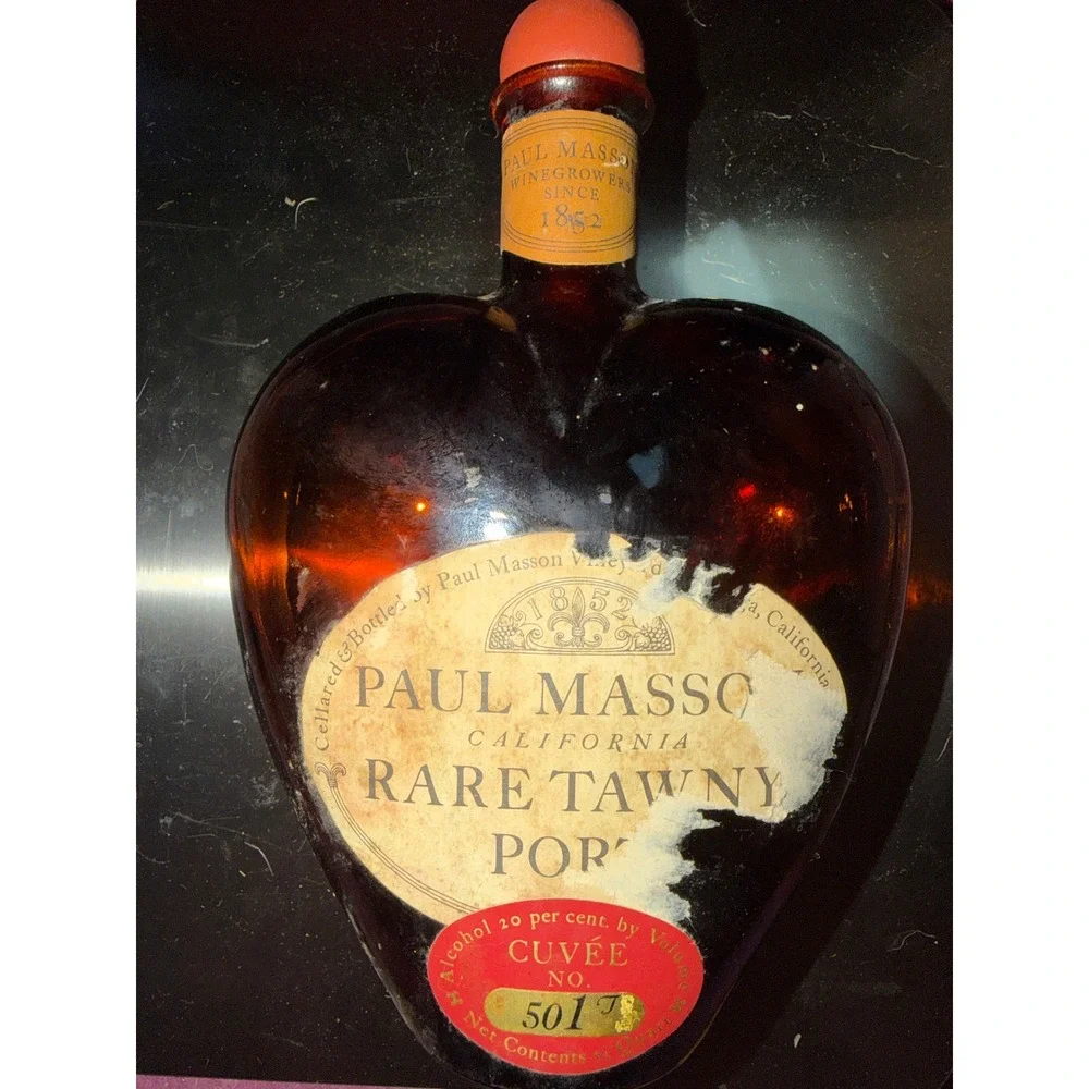 Vintage Paul Masson Heart Shaped Bottle Amber Glass Rare Tawny Port Cuvée 5017